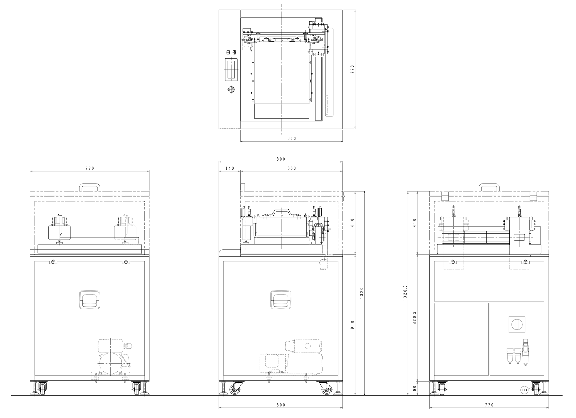 Beta Coater drawing with named parts